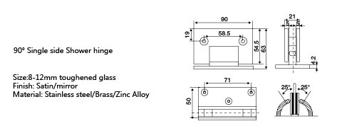 Долговечная гидравлическая стеклянная дверная петля для подключения стекла к стеклу