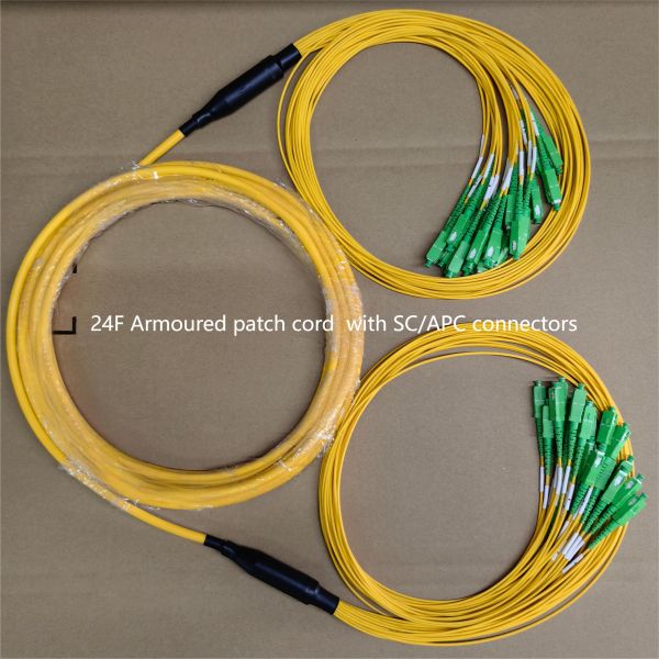 24 Cores SM Spiral Armored Fiber Cable Yellow LSZH  Micro Armored Cable Rodent Resistant FTTH