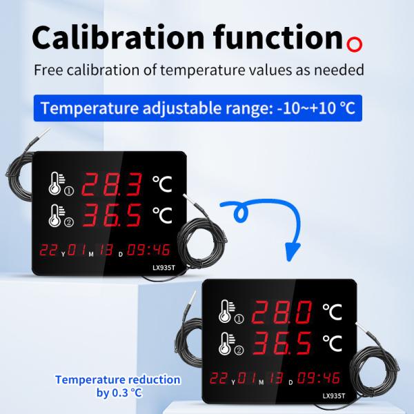 Professional Digital Thermometer LX935T with Dual External Probes Large LED Screen  for Pool Sauna Aquarium Home Industrial Use