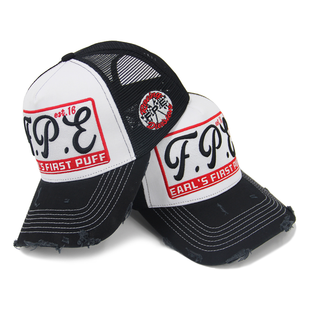 Classic Mesh Cotton 5 Panel Trucker Cap 3D Embroidery Snap Back Distressed Gorras Sports