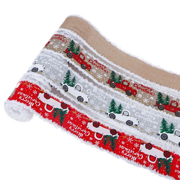 63mm Wired Edge Burlap Ribbon Ideal for DIY Christmas Crafts and Gift Wrapping Needs