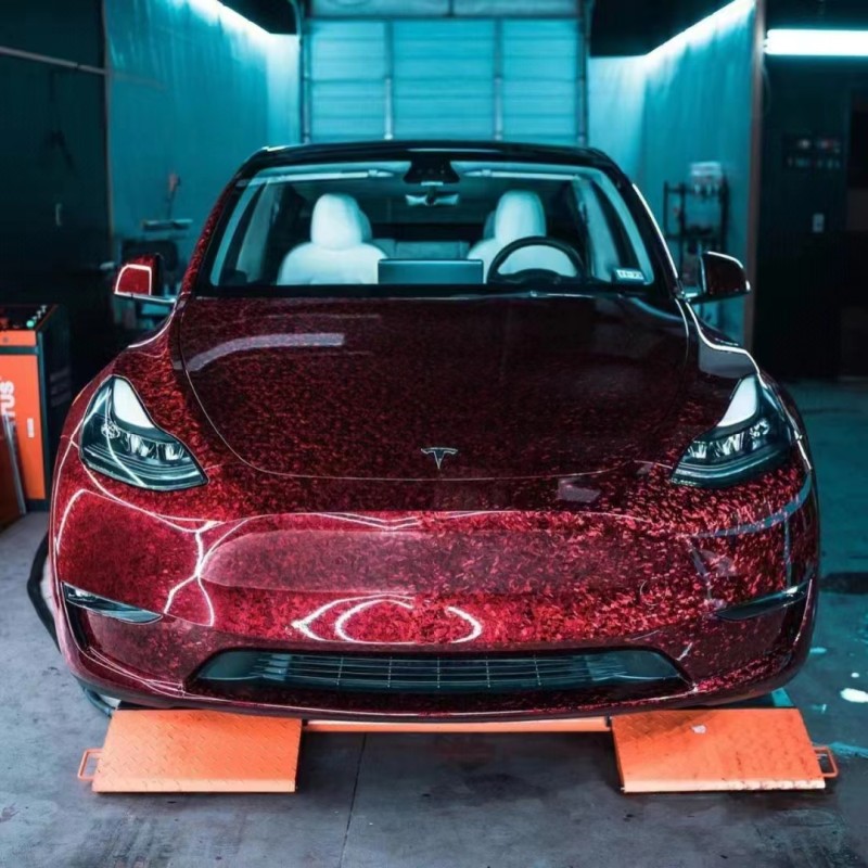 PET FORGED CARBON FIBER RED GLOSSY WRAPPING VINYL FILM