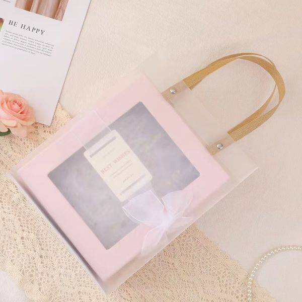 Ribbon White Cardboard Cosmetic Box With PVC Window Cosmetic Paper Box Packaging