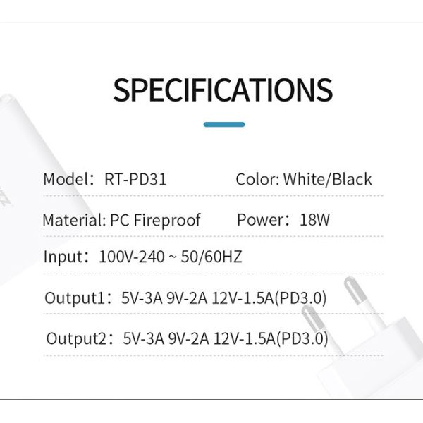 заряжатели телефона 18W PD3.0 быстрые
