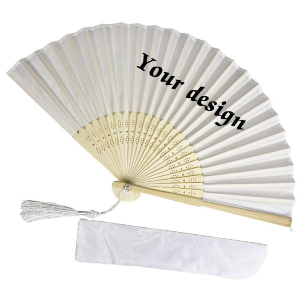 21/23cm Customized Colored Printed  Fan Paper/Poyester Hand Fan for Activity