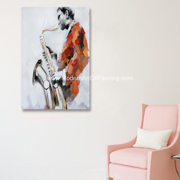 Custom Oil Painting Modern Abstract Art Handmade Canvas Saxophone Room Decor