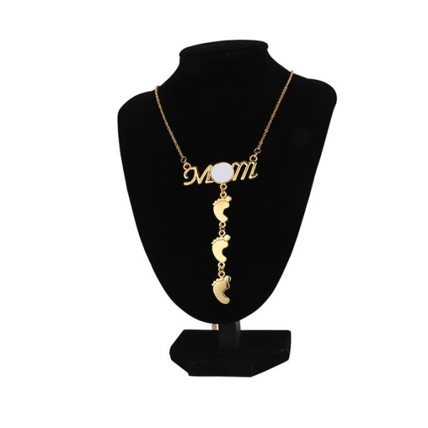 Regalo para el Día de la Madre Collar de sublimación Collar de huellas Collar personalizado Collar para mamá y bebé