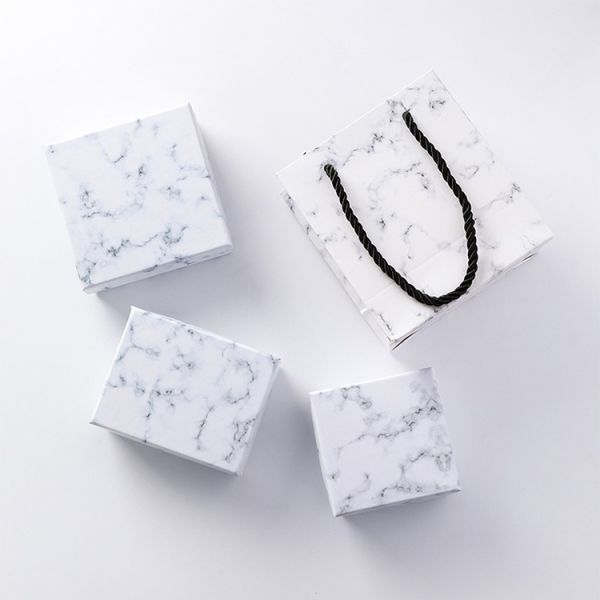 Pendant Earring Bracelet Rings Necklace Packaging Box Marble Patterned Paper Material