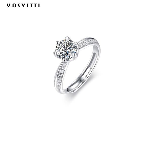 0.07oz 0.57in Sterling Silver Faith Ring ODM Round Cut Cubic Zirconia Ring