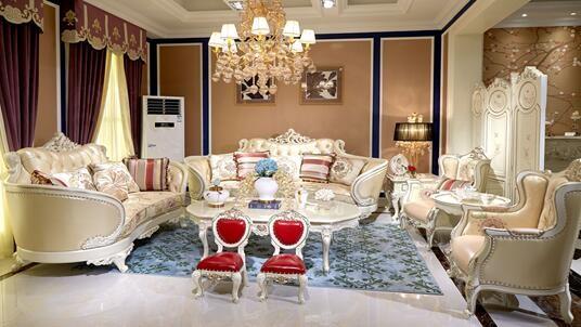 Elegant Classic French Furniture / French Style Living Room Furniture Leather Sofa Set