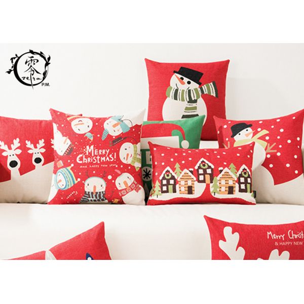 Merry Christmas Decorative Cushions Pillows Throw Cushion Case Home Decor Cotton Linen for Sofa