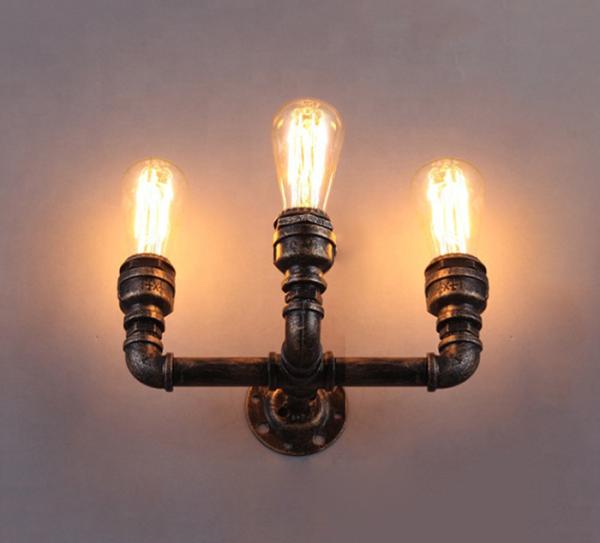 Antique  Filament Bulb Wall Lights Water Pipe Wall Lamp  Antique Bronze Finish