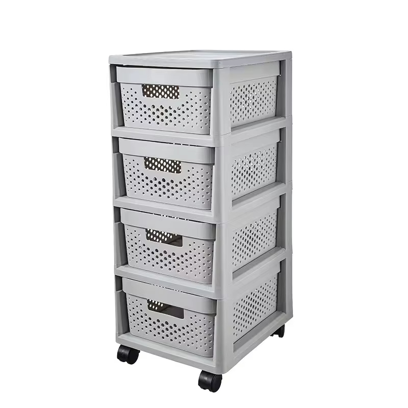 Custom Stackable Plastic Storage Cart with Drawers Easy Push-and-Pull with Handle for Classroom Bedroom Office