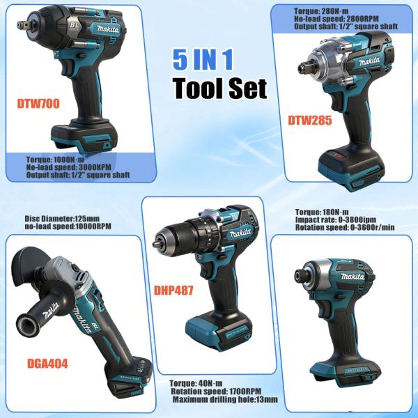 6Pcs Makita Brushless Combo Multifunctional Makita 6 Piece Combo Kit