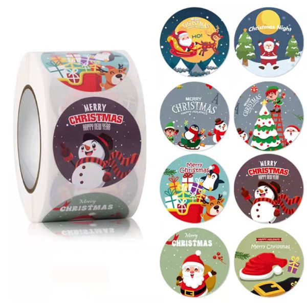 Personalised Round Merry Christmas PVC Label Sticker Labels For Card Gift Envelope Box