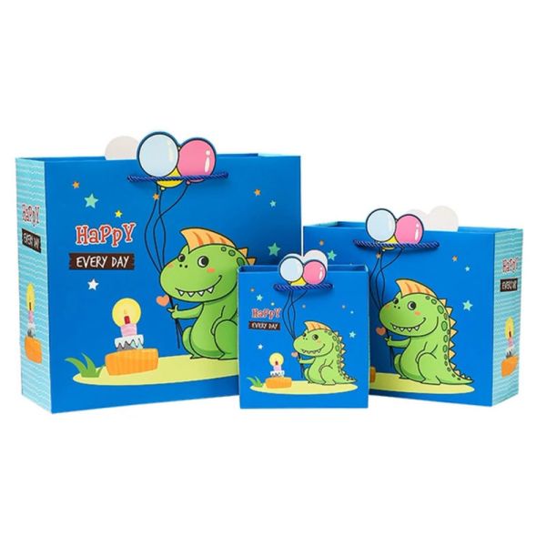 Child Animal Cartoon Cardboard Shopping Bag Birthday Gift Wrapping 150gsm