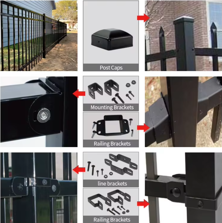 Workshop Steel Partition Wrought Iron Fence Powder Coated Fence