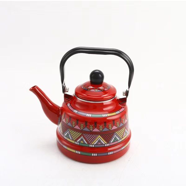 Iron Kettle Thickness 0.8mm Multi Capacity Enamel Whistling Tea Kettle Teapot 07L 11L 15L 25L Decorative Flower Decal