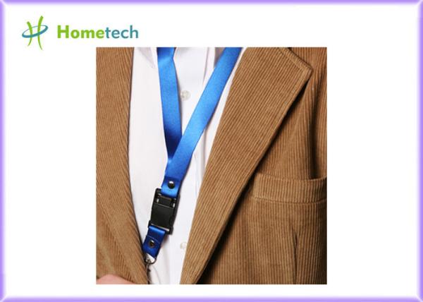 Advertising Blue Lanyard USB Stick 16gb Customized Flash Memory Drive for engineer / designer