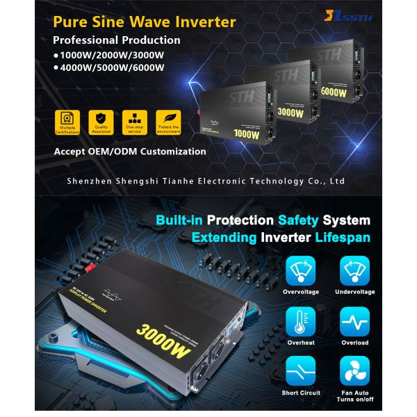 1000W 1000Watts Pure Sine Wave Off Grid Solar Inverter 12V 220V Multiple Voltage Converter Dc To Ac Power Inverter