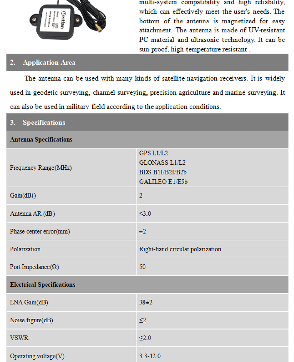 GPS Beidou Samsung Six Band GNSS Antenna Survey Grade Multi Frequency BT-3B45AJL2