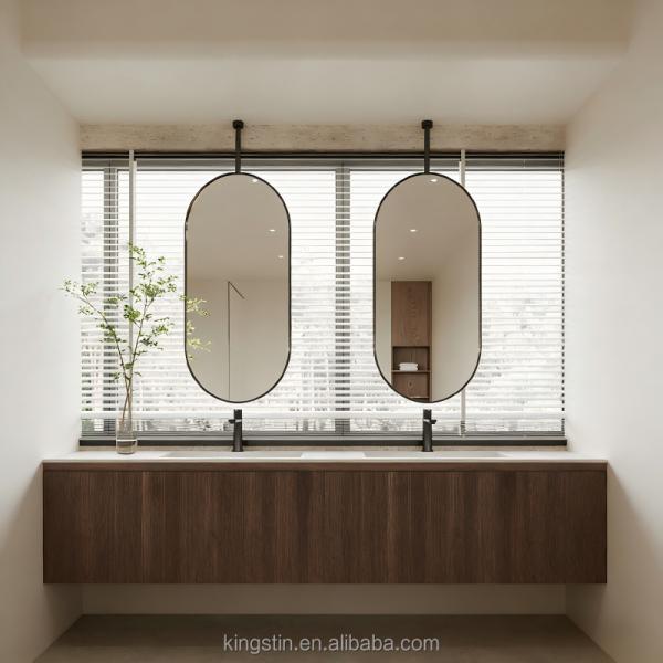 Kingstin Hotel Bathroom Mirror Design Bath Oval Hanging Makeup Mirror for Toilet