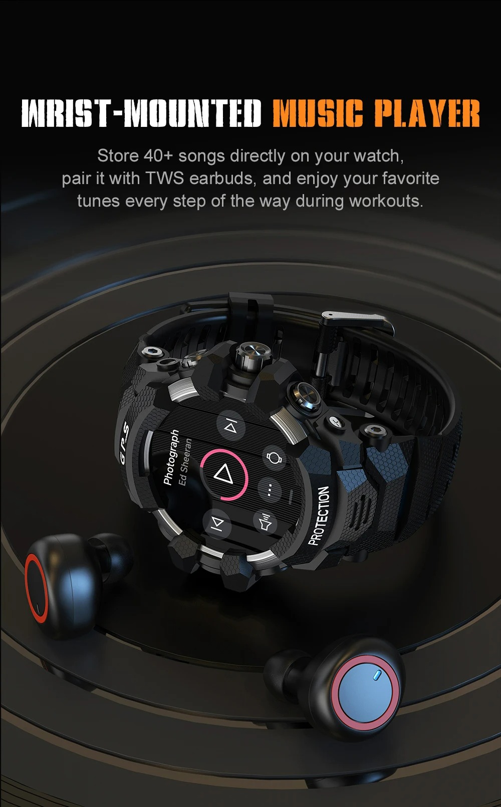 Smart Watch Designed for Outdoor Enthusiasts Featuring GPS Navigation Heart Rate Monitoring