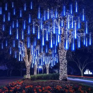 110V / 220V Solar Decorative Light 10 Tube Meteor Shower Rain Lights 30cm 50cm 80cm