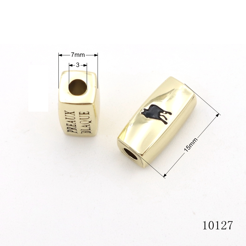 Gold Plated Metal Alloy Beads Shiny Enamel Spacer Beads Rectangular