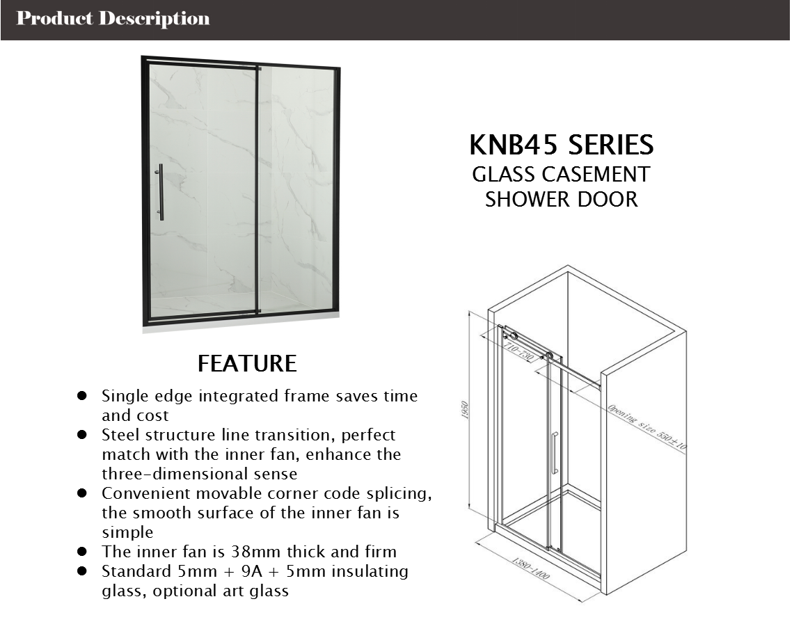 Extruded Aluminum Bathroom Doors , Vertical Waterproof Sliding Door Tinted Glass