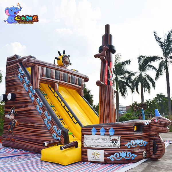 Outdoor Inflatable Pirate Ship Slide Inflatable Water Slide Castle Bouncy