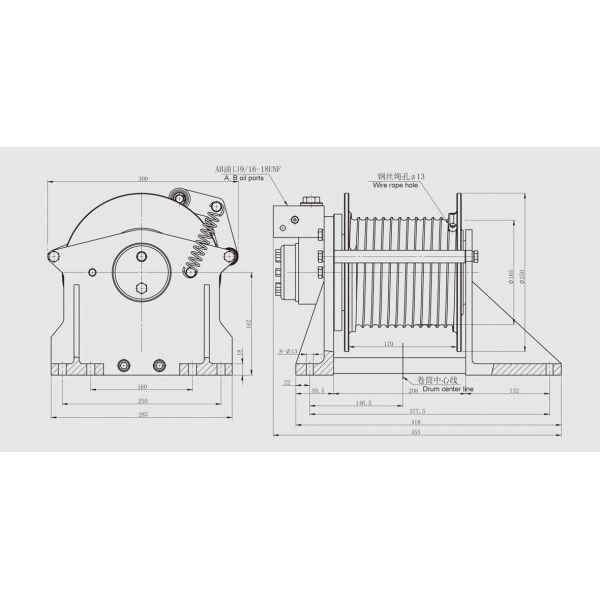 CE 1000kg 2200lbs Hydraulic Powered Winch For Cranes Drilling Rig Marine Anchor