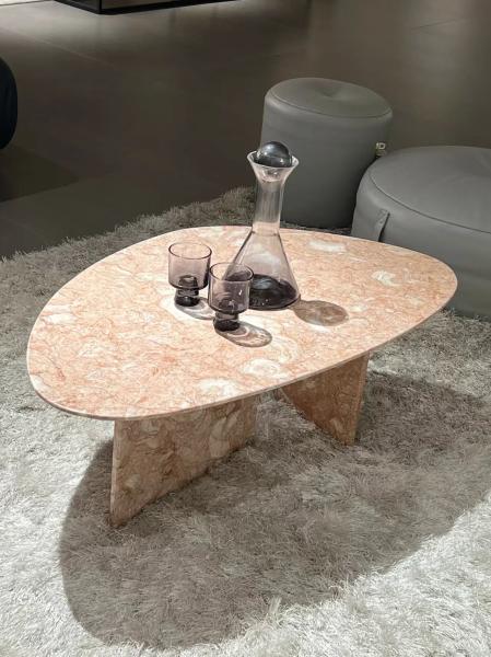 Mesa de mármol natural PinkShell hecha a mano para aplicaciones versátiles