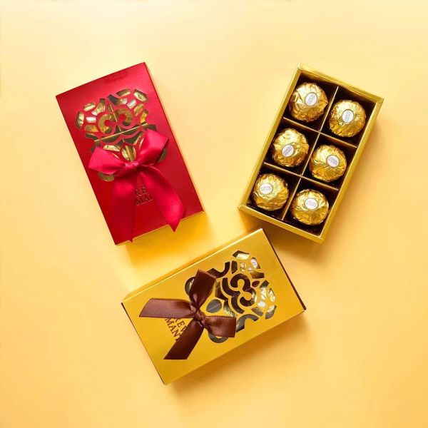 Boîte cadeau en or de chocolat design creux de luxe mariage anniversaire emballage haut de gamme boîte décorative élégante