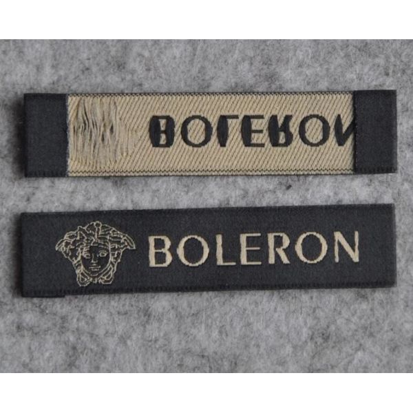 Shuttle Loom Fold Woven Labels For Garments Washable Hot Cut / Laser Cut