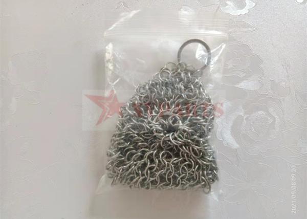 Limpeza de aço inoxidável da cozinha de Ring Mesh Chain Mail Scrubber For da forma redonda