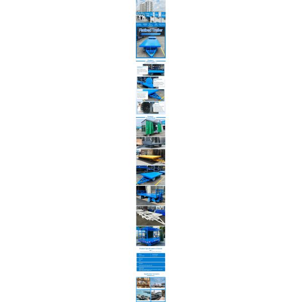 High Load Capacity Flatbed Trailer - 2 Ton Logistics Yard Cargo Trailer