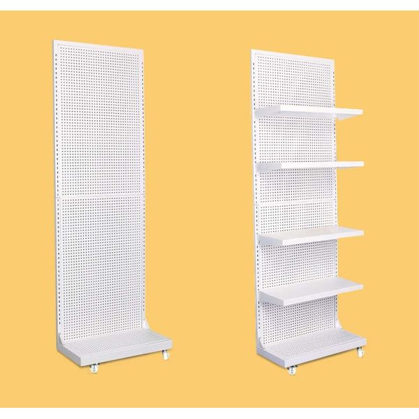 Eco-friendly Metal Pegboard Display Rack with End Cap Hole Mesh Panel and Baskets