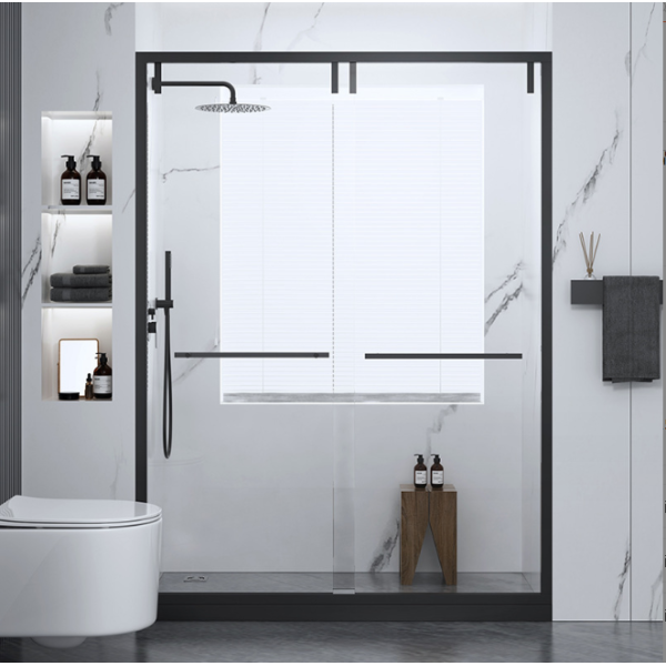 36x36x80 Inches Stainless Steel Shower Cabin Wall Mounted Black Corrosion Resistant