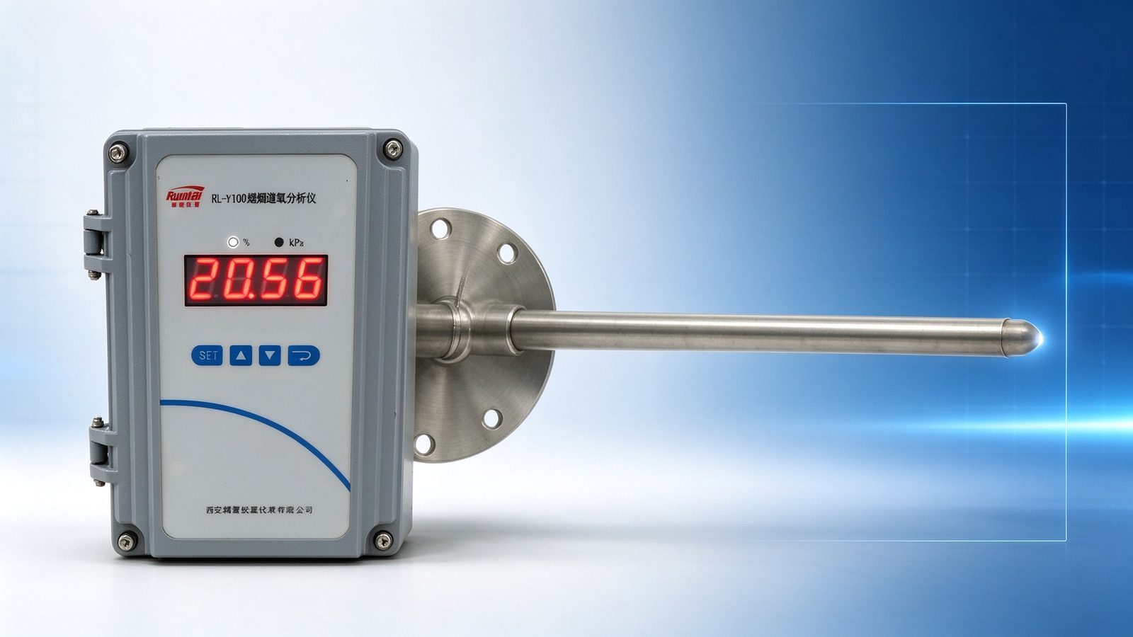 Zirconia Flue Gas Oxygen Analyzer Detector High Precision 1%F.S Fast Response O2 0.4-1.5m