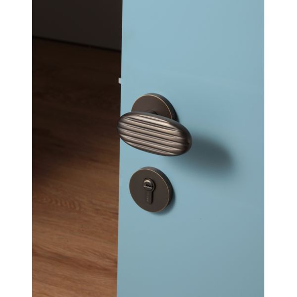 PVD Black Grey Plated Brass Bathroom Lever Lock Door Handle 94mm 62mm