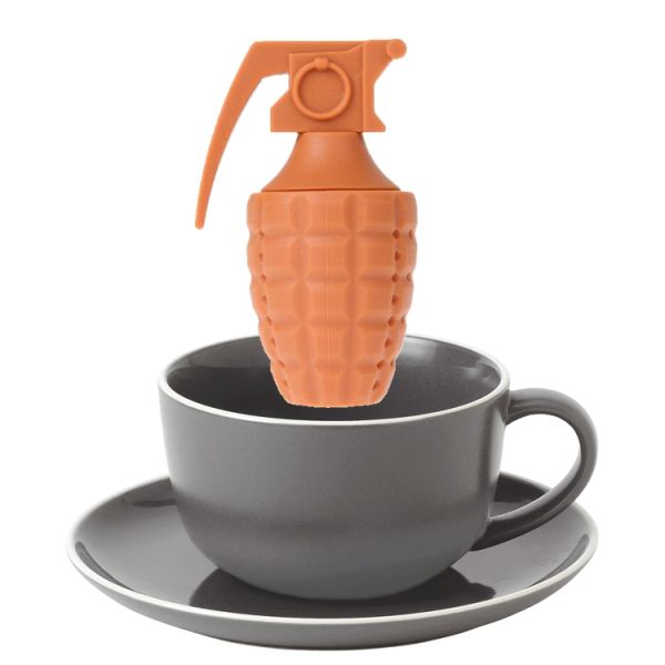 Funny Unique Customized Colour Cool Hand Grenades Shape Silicon Silicone Tea Bag Strainer Infuser Tea Ball