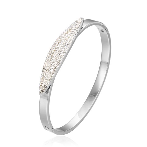 Saya Women's Stainless Steel Bangle Charming Rhinestone Bangle For Wedding