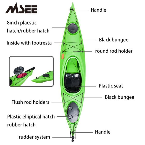 LLDPE Material Green Color Sea Eagle Fishing Kayak 150kg / 330.69lbs Capacity