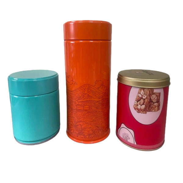 Blue Print Round Tea Tin Cans 50g 70g 100g OEM Tinplate Matcha Coffee Powder Peanut Candy