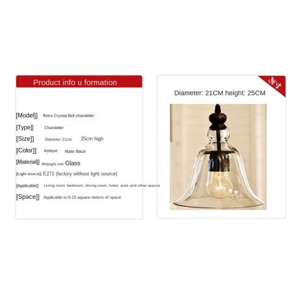 European American Style Pendant Lighting Creative Bell Hanging Lamp(WH-GP-76)