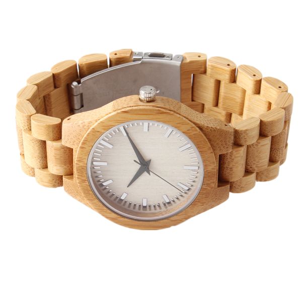 Dropshipping Eco Friendly Bamboo Wrist Watch Engraved With Japan Quartz Movement