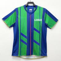 Camiseta de futebol retro vermelha azul do vintage do poliéster rapidamente seca
