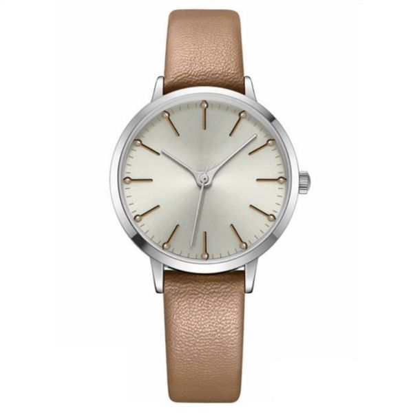 Leather Strap Women Quartz Wrist Watch 14mm Luxury Alloy Microfiber Surface