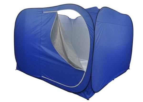 Outdoor Camping Tents 300*300*200CM Quick Open Automatic Silver Coated 190T Polyester Blue Pop Up Relief Tents
